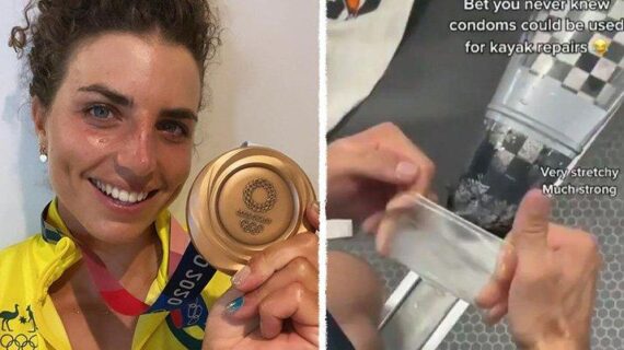 Tokyo 2020 Olimpiyat Oyunları’nda Jessica Fox’un hasar alan kanosunu prezervatifle onardığı ortaya çıktı