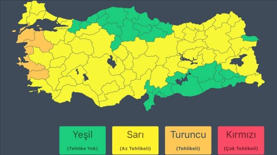 İçişleri Bakanlığından 52 il için “sarı” 4 il için de “turuncu” kodlu meteorolojik uyarı